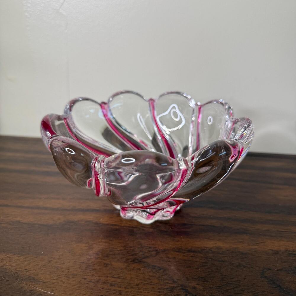 Mikasa Peppermint Swirl Glass Dish Trinket Holiday Decor Peppermint Swirl